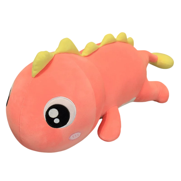 Plyšový polštář dinosaurus anime 60 cm měkký plyš PP bavlna dlouhý dekorativní polštář na spaní a mazlení růžová