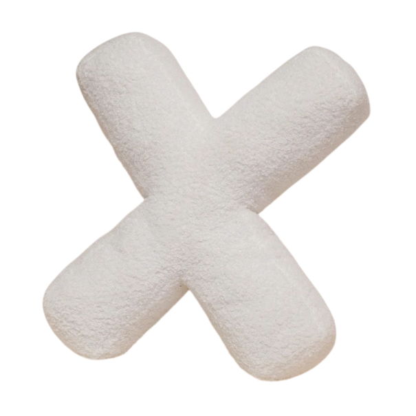Plyšový polštář písmeno X 40 cm měkký plyš PP bavlna bílý dekorační polštář do interiéru na postel i gauč 1