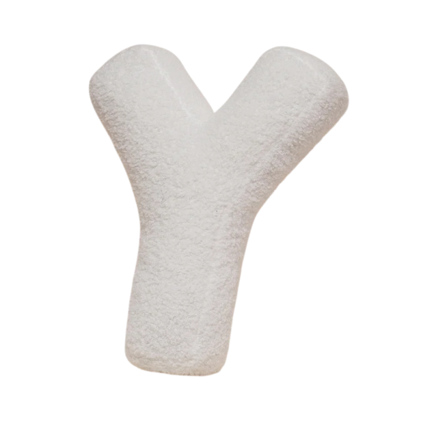 Plyšový polštář písmeno Y 40 cm měkký plyš PP bavlna bílý dekorační polštář do interiéru na postel i gauč 1