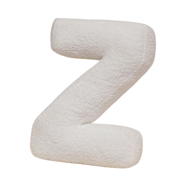 Plyšový polštář písmeno Z 40 cm měkký plyš PP bavlna bílý dekorační polštář do interiéru na postel i gauč 1