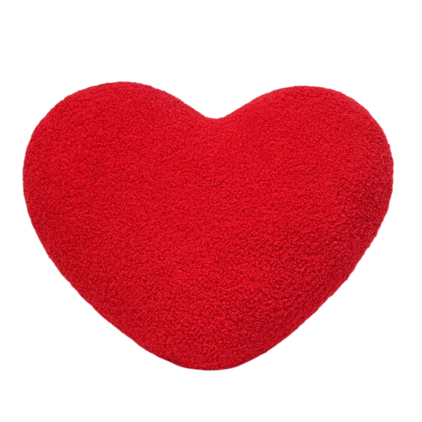 Plyšový polštář srdce 40 cm měkký plyš PP bavlna červený dekorační polštář do interiéru na postel i gauč 1