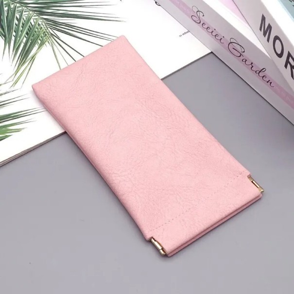 Pochette à lunettes 18 x 8,5 cm Fermeture automatique Étui souple bleu avec intérieur polaire Mécanisme à ressort rose