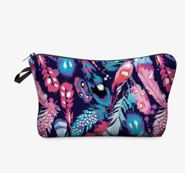 Pochette cosmetica con piume 1