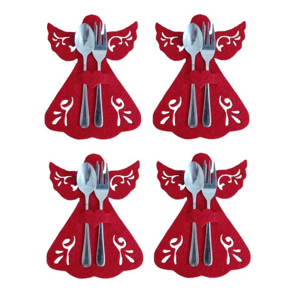 Pochette de Noël pour couverts - ange 4 pcs 1