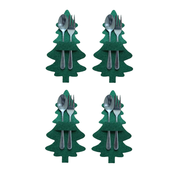 Pochette de Noël pour couverts - arbre 4 pcs V129 vert