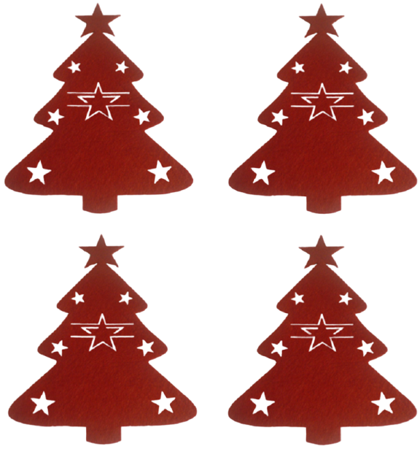 Pochette de Noël pour couverts en forme d'arbre 4 pièces 1