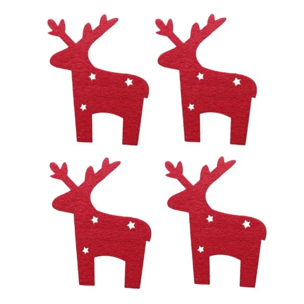 Pochette de Noël pour couverts - renne 4 pcs rouge