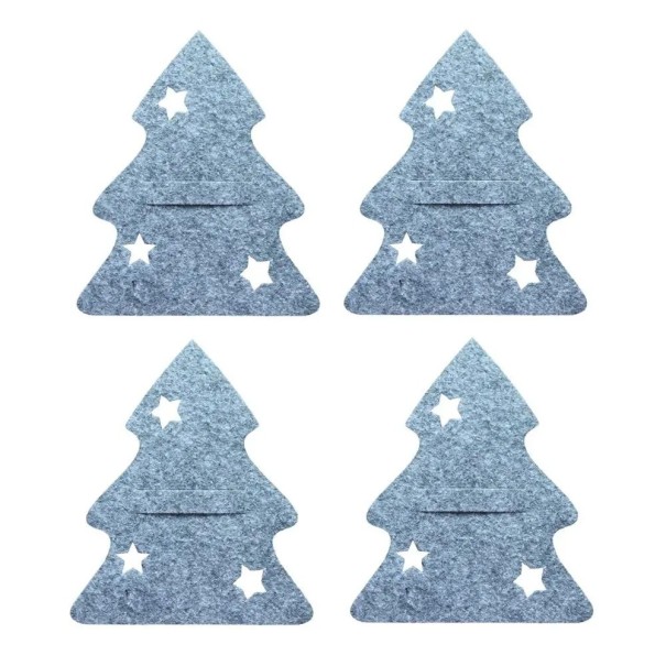 Pochette Natalizia per Posate - Albero 4 pz V132 grigio