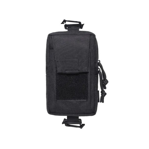 Pochette tactique 18x8 cm Couleurs neutres Sac de chasse sportif à la ceinture Pochette extérieure résistante avec poches Étui de randonnée noir