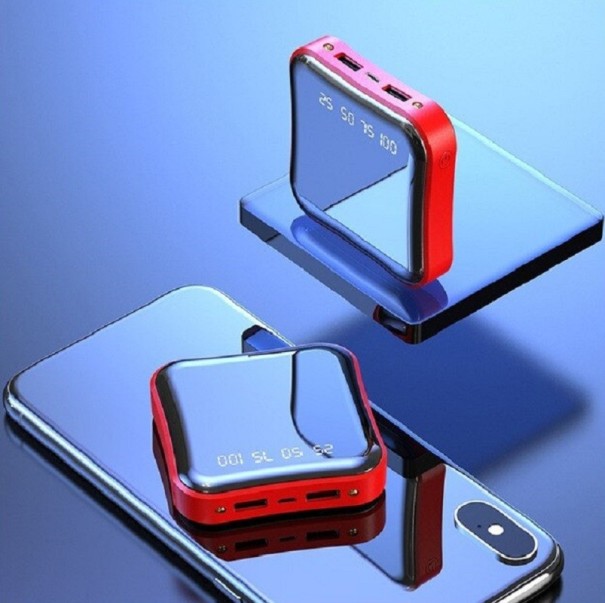 Pocket powerbank med spegeldisplay 20 000 mAh röd