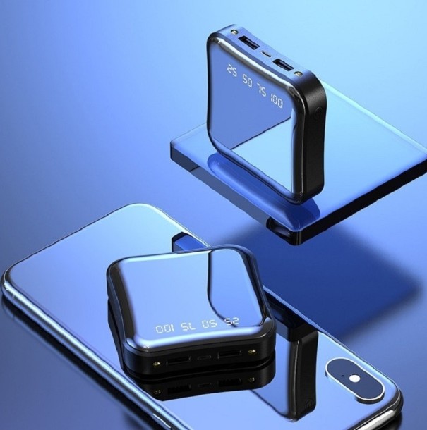 Pocket powerbank med spegeldisplay 20 000 mAh vit