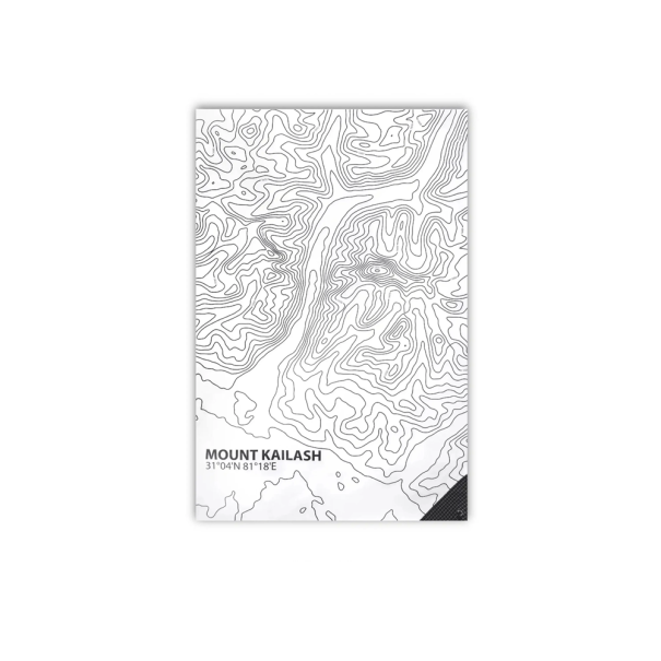 Podložka pod stan 90 x 60 cm Vodoodolná a ultralehká Potlač vrstevnicovej mapy Zpevnený roh s očkom Biela Na kemping a turistiku Mapa 1