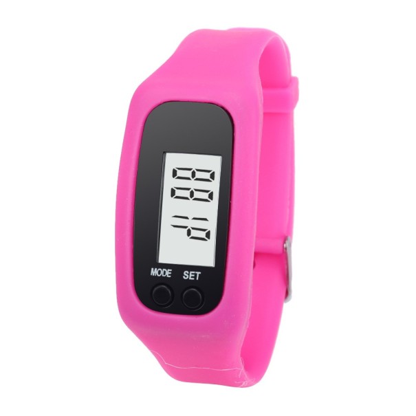 Podómetro como un reloj de pulsera rosa oscuro