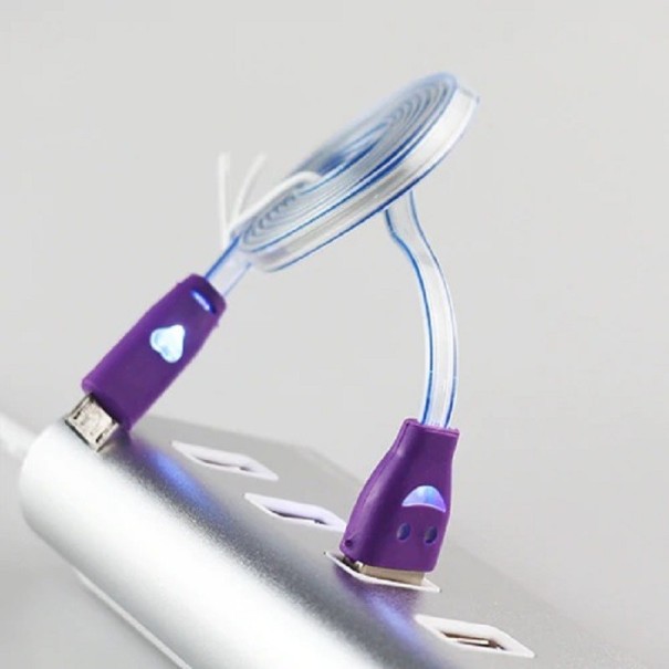 Podświetlany kabel USB do Micro USB fioletowy