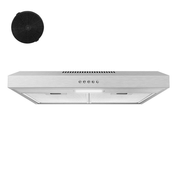 Podvěsná digestoř s recirkulací vzduchu a 3 stupni výkonu 59,5 x 48 x 10 cm nerezová ocel s LED osvětlením do kuchyně pod skříňku 1