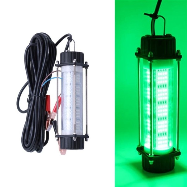 Podvodní rybářské světlo 120 W 205×50 mm LED 240 diod nerezová ocel kabel 7 m pro lákání ryb při rybolovu zelená