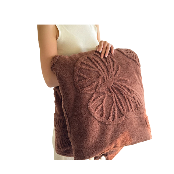 Podzimní deka s 3D motýly 70 x 100 cm Korálový fleece Hnědá Měkká a teplá deka na pohovku Přehoz přes nohy do práce i na cesty 1
