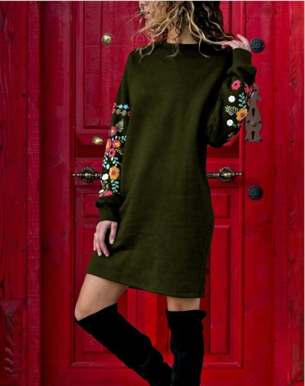 Podzimní šaty s dlouhým rukávem Graciana armádní zelená M