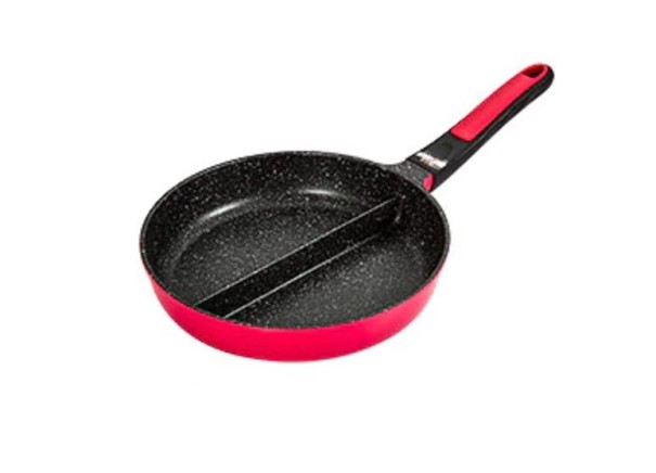 Poêle en aluminium 2 en 1 - 20 cm rouge