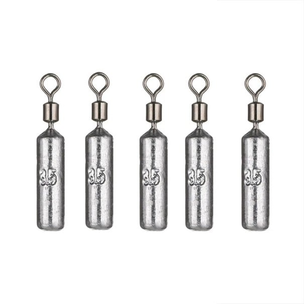 Poids de pêche en plomb cylindrique avec émerillon 5 pcs 3,5 g Poids pour la pêche Plongée stable Lancer à longue distance Poids pour la pêche de gros 1