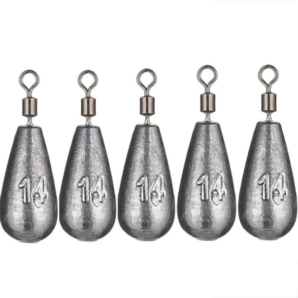 Poids de pêche en plomb en forme de goutte avec émerillon 5 pcs 14 g Plombs pour poissons Plongée stable Lancer à longue distance Poids pour la pêche de gros poissons 1
