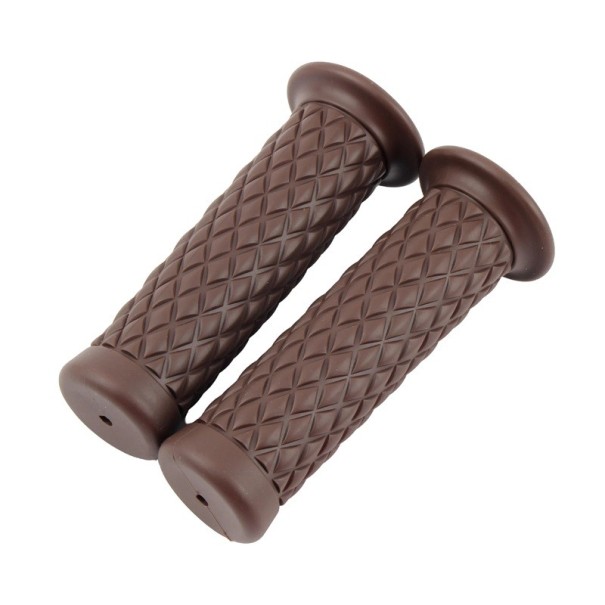 Poignée de guidon universelle 125 x 24 x 34 mm Moto grips pour Honda Suzuki Yamaha Kawasaki Scooters Accessoires pour motos Cafe Racer Style rétro marron