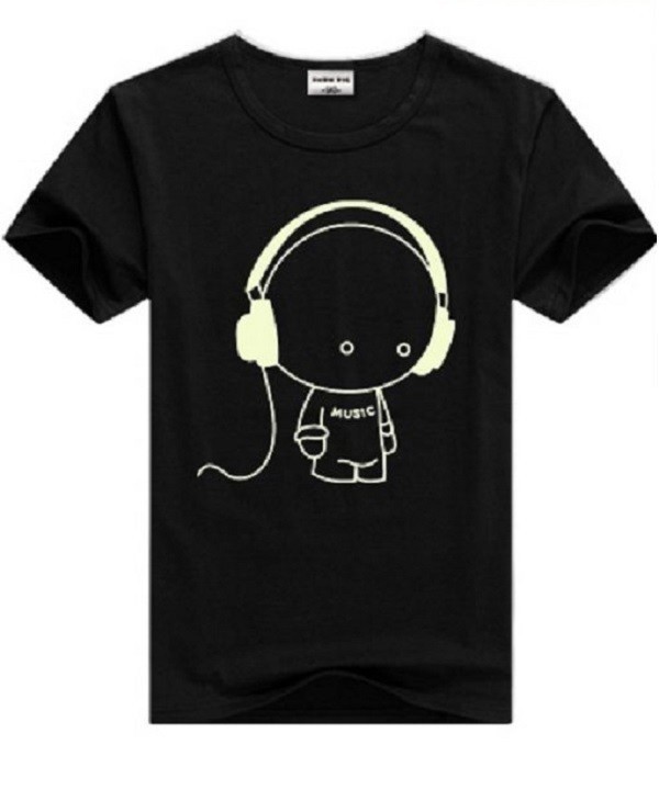 Pojk T-shirt med självlysande tryck J676 13 A