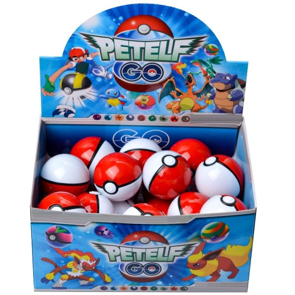 PokeBall mit 2 Pokemon-Figuren und Aufklebern. Pokemon-Minifiguren im Pokeball. Geschenk für Pokemon-Fans. Kleine und größere Figur mit Aufklebern im Pokeball. 24 Stück rot