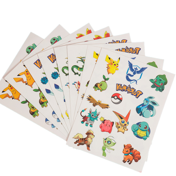 Pokemon-Tattoo-Aufkleber, wasserdicht, temporäre Tätowierung für Kinder, leicht zu entfernende Körperaufkleber, Pokemon-Kinder-Tattoo-Aufkleberblätter, 3 Stück 1