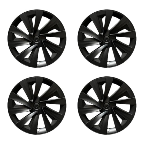 Poklice na kola 19" Tesla Model Y Juniper 2025-2026 Sada 4 ks Plast PC a ABS Otvor pro ventilek Kryty disků na auto černá