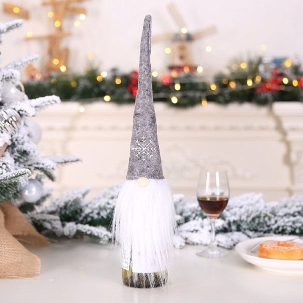 Pokrowiec na butelkę bożonarodzeniowego elfa szary