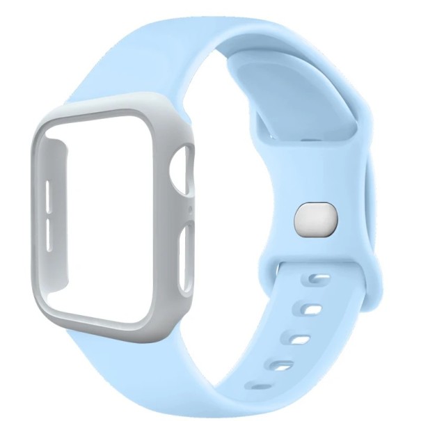 Pokrowiec na zegarek PC + silikonowy pasek do Apple Watch 38 mm Super zestaw ochronny twardy pokrowiec i miękki pasek kompatybilny z wieloma modelami niebieski