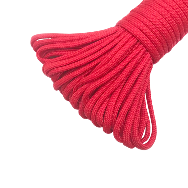 Poliészter paracord zsinór 5 m Vastagság 4 mm Tartós kötél kültéri tevékenységekhez Kempingezés Túrázás Karkötők készítése és túlélési felhasználás piros
