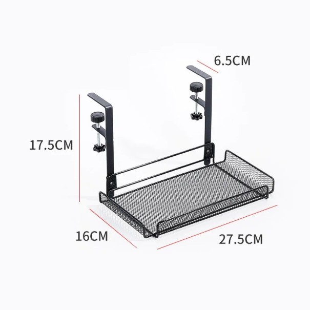 Poliță metalică suspendată cu suport de șurub 27.5x16x17.5 cm neagră/Albă poliță de depozitare cu plasă pentru perete sau masă practică negru