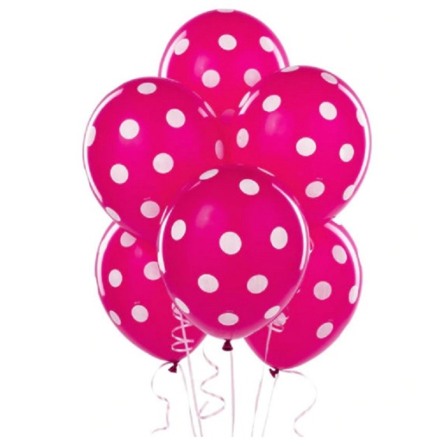 Polkadotballonnen - 10 stuks donkerroze