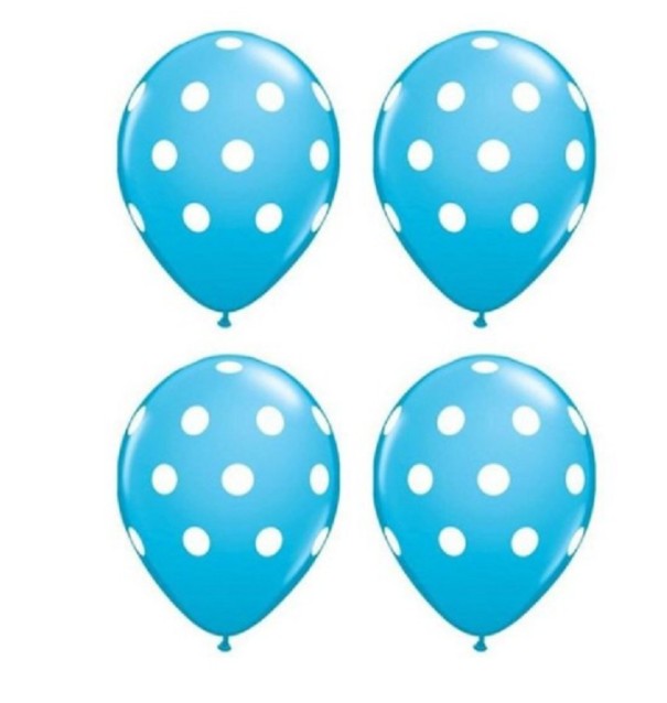 Polkaprikkede balloner - 10 stk lyseblå
