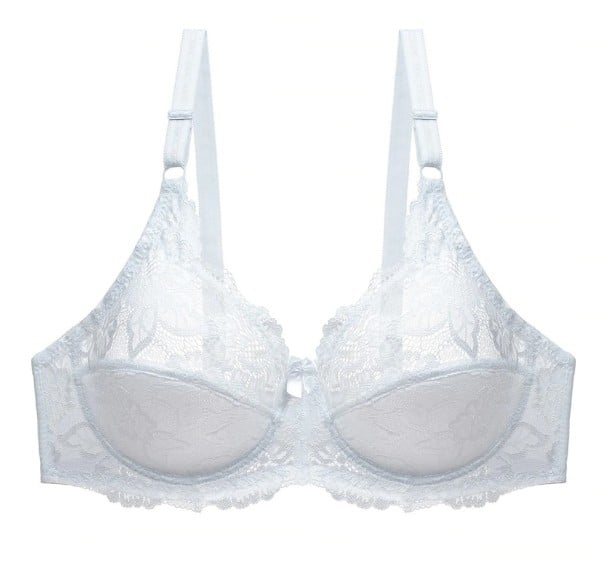 Polovyztužená podprsenka s krajkou bílá 100E