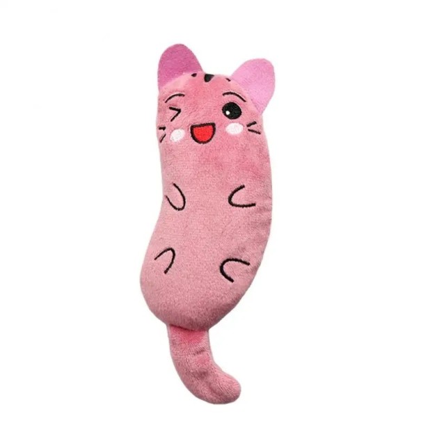 Polštář Catnip 16 x 5,5 cm Polštářek pro kočky na hraní ve tvaru kočky Roztomilá hračka pro kočky Plyšová kousací hračka Žvýkací polštář pro kočky růžová