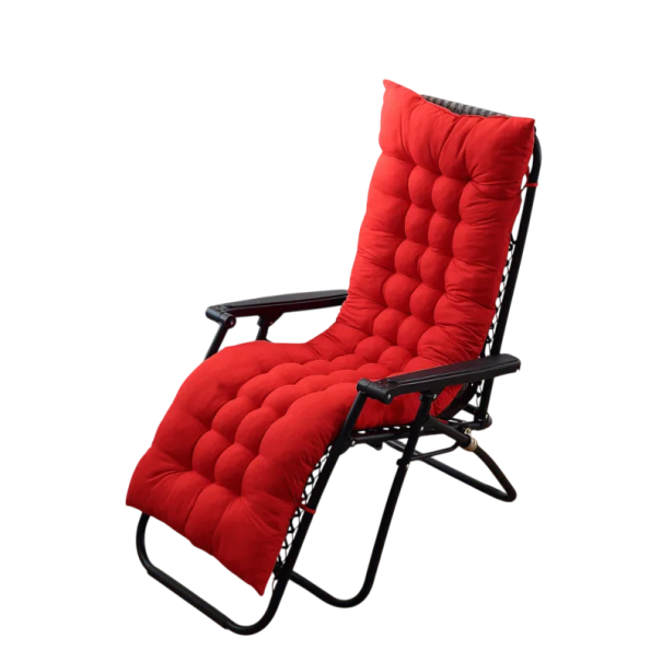 Polstrovaný polštář XXL na houpací křeslo polohovací lehátko a ratanový set 180x53 cm polyester se 4 úvazy do exteriéru i bytu červená