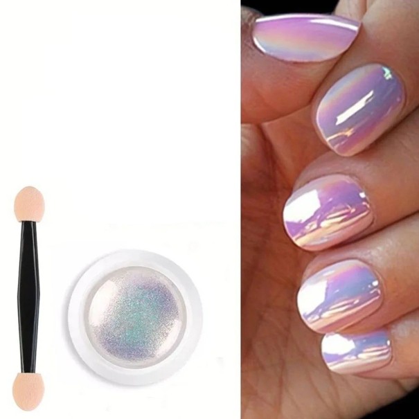 Polvere arcobaleno per unghie 1 pz Effetto perlato Pigmento fine per nail art Lucentezza speculare Manicure 1