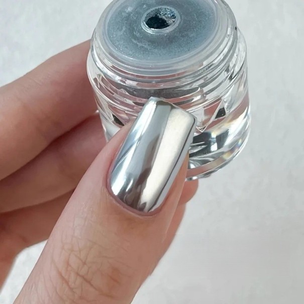 Polvere Speculare per Unghie per Manicure - Effetto su Unghie in Gel e Acrilico argento