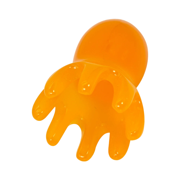 Polvo de massagem em resina para uma suave massagem do couro cabeludo, 5 dentes para estimular o crescimento do cabelo e relaxamento amarelo