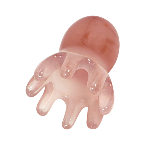 Polvo de massagem em resina para uma suave massagem do couro cabeludo, 5 dentes para estimular o crescimento do cabelo e relaxamento rosa