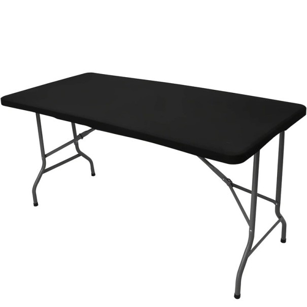 Polyester Rectangular Elastic Universal Tablecloth 76 x 183 cm Protective Table Cover Stretch Cover for Outdoor and Indoor Use black