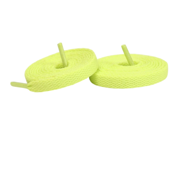 Polyester snørebånd 180 cm Flad form Holdbar snøring Sports- og hverdagssko Forskellige farver Robust materiale neongul