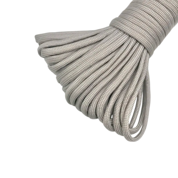 Polyesterparacord snöre 5 m Tjocklek 4 mm Hållbart rep för utomhusaktiviteter Camping Vandring Tillverkning av armband och överlevnadsanvändning grå