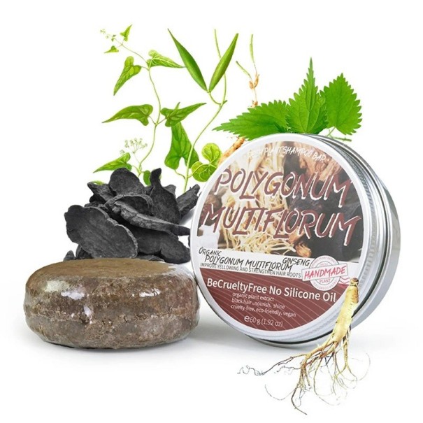 Polygonum Multiflorum Solid Shampoo Naturlig Shampoosæbe til mørkt hår Nærende Shampoo Styrkende hårrødder 60 g 1
