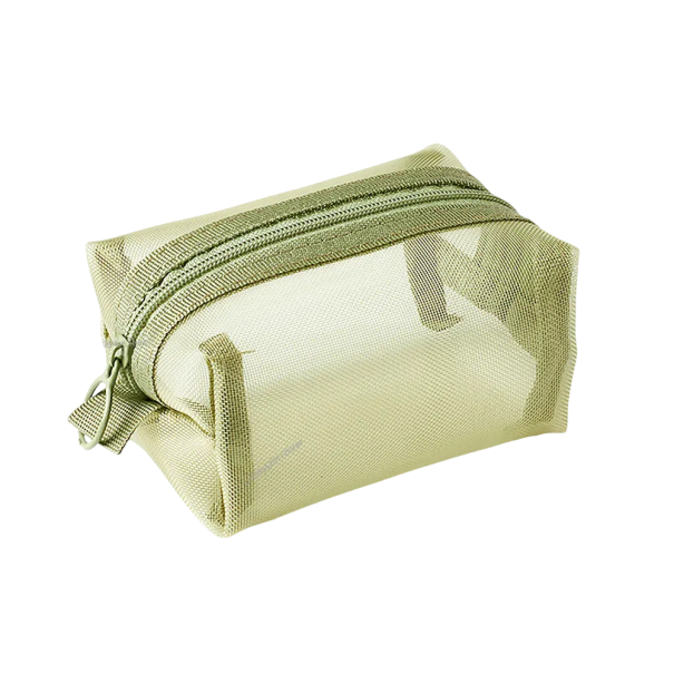 Πολυλειτουργική αποθηκευτική τσέπη 11 x 7 x 5 cm Διαπνέουσα μίνι τσάντα από δίχτυ Νάιλον πλενόμενη τσάντα Πορτοφόλι για κέρματα Ελαφριά ταξιδιωτική τσάντα με φερμουάρ πράσινο