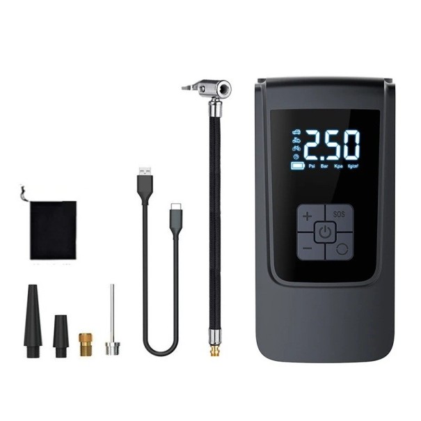 Pompă de aer electrică wireless 16x8 cm compresor portabil pentru bile auto, bicicletă, umflare rapidă, măsurare precisă a presiunii 1