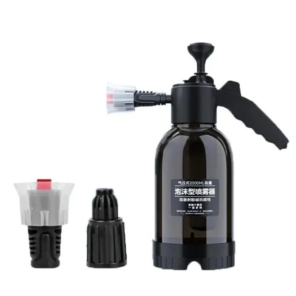 Pompe manuelle à mousse 2 l Pulvérisateur pour le lavage de voiture 34 x 12,5 cm Pulvérisateur à pression pour mousse active Utilisation facile noir